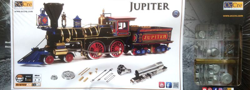 Model lokomotivy Jupiter, stavebnice modelu Occre, balení