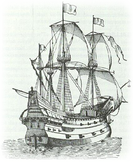 Historická rytina galeony