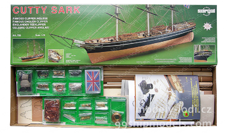Model lodi  Cutty Sark, stavebnice Mantua Sergal MM789 - obsah balení