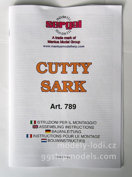 Model lodi  Cutty Sark, stavebnice Mantua Sergal MM789 - dokumentace