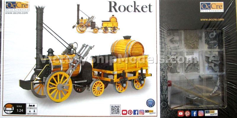 Model lokomotivy Rocket, stavebnice modelu Occre, balení