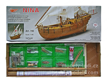 Model lodi  Nina,, stavebnice Mantua MM756 - obsah balení