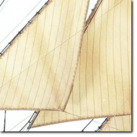 Pásy plachtoviny na plachtách modelu lodi Bounty od Artesania Latina